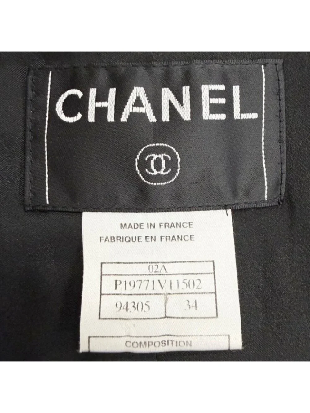 Chanel Vintage Wool CC Logo Tuck Button Peak Lapel Jacket Black 34